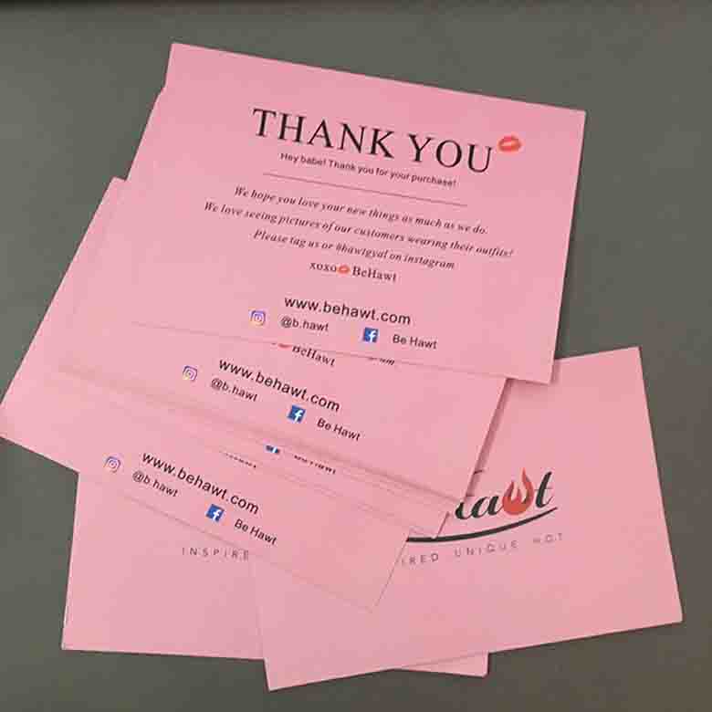 Pink Coated Art Paper Thank You